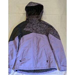 Arctix Womens Ski Jacket Purple Grey Geometric Star Print Hooded Winter Coat